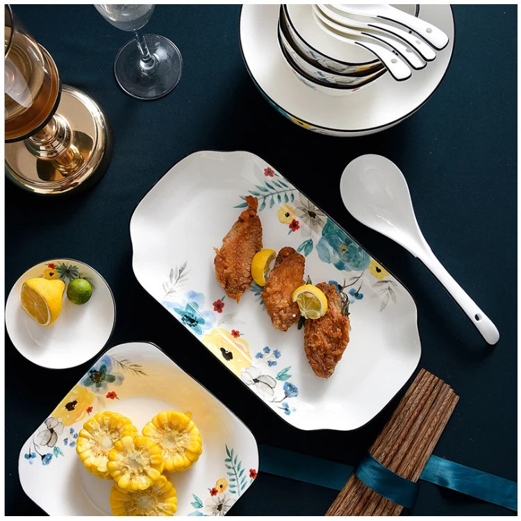 Stock Ceramic Dinnerware set Porcelain Plates Dishes Bowls and Mugs set