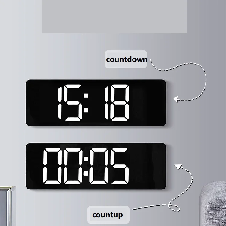 Multifunctional Colorful LED Wall Clock Remote Control Digital Countdown Timer Temperature Week and Calendar Display Clock