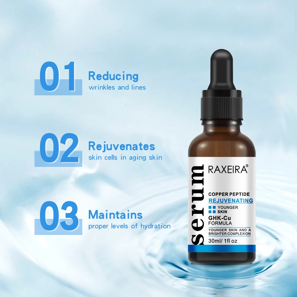 Private Label Hyaluronic Acid Serum With Copper Peptides Face Serum Skin Care Anti Aging OEM Collagen Blue Copper Peptide Serum