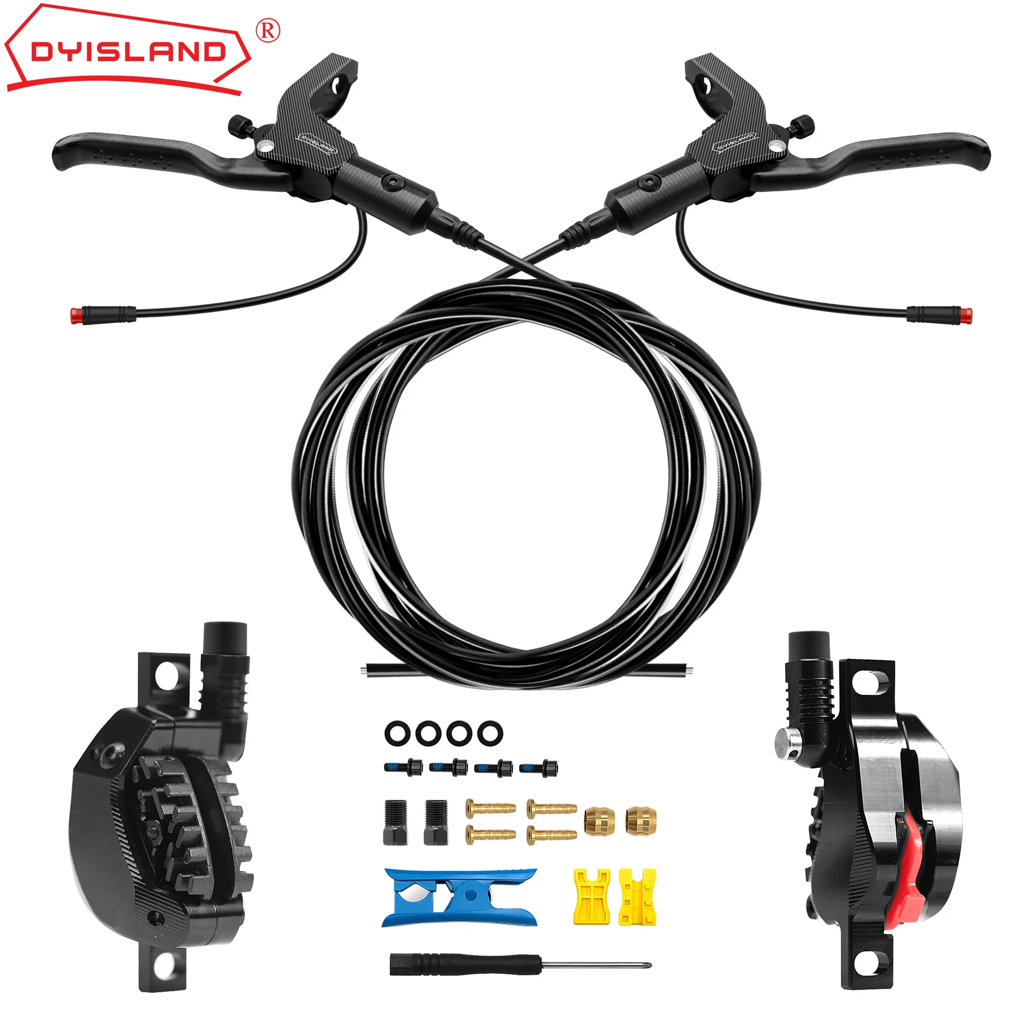 DYISLAND LD4X-220 новый модернизированный 4-поршневой Гидравлический дисковый тормоз для электрического скутера, электронного скутера, с тормозной колодкой для рассеивания тепла.