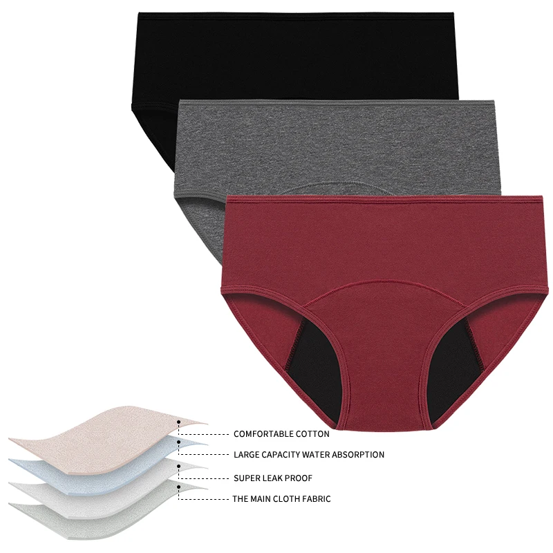 Women Wholesale Menstrual Pants Ladies Large Size Mid-waist  Period Leakproof Sanitary Briefs underwear Physiological Underpants