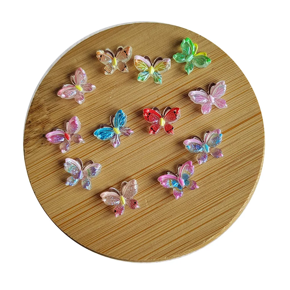 Mini Aurora Glitter Colorful 3D Resin Butterfly Cabochon Resin Filiings for DIY Epoxy Resin Mold Crafts Nail Art Fillers