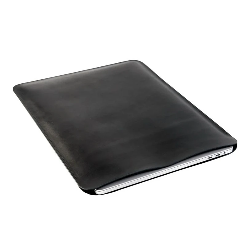 Simple design laptop leather cover, handmade full grain leather laptop sleeve case for 13 14 15 inch