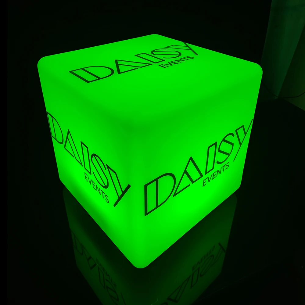 Garden Patio Led Furniture Customized Displaying Outdoor Led Cube Light with Logo Printed Party Event Cube Seat and Table