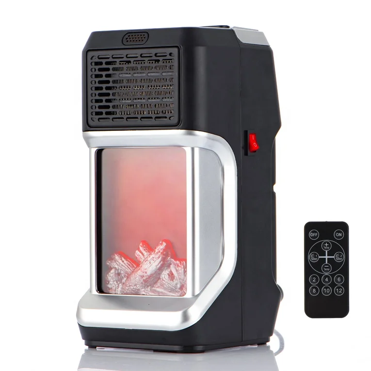 400W Electric Fireplace Air Warmer Flame Heater Portable Wall-Mounted PTC Fan Heater Remote Control Room Simulation Fire Heater