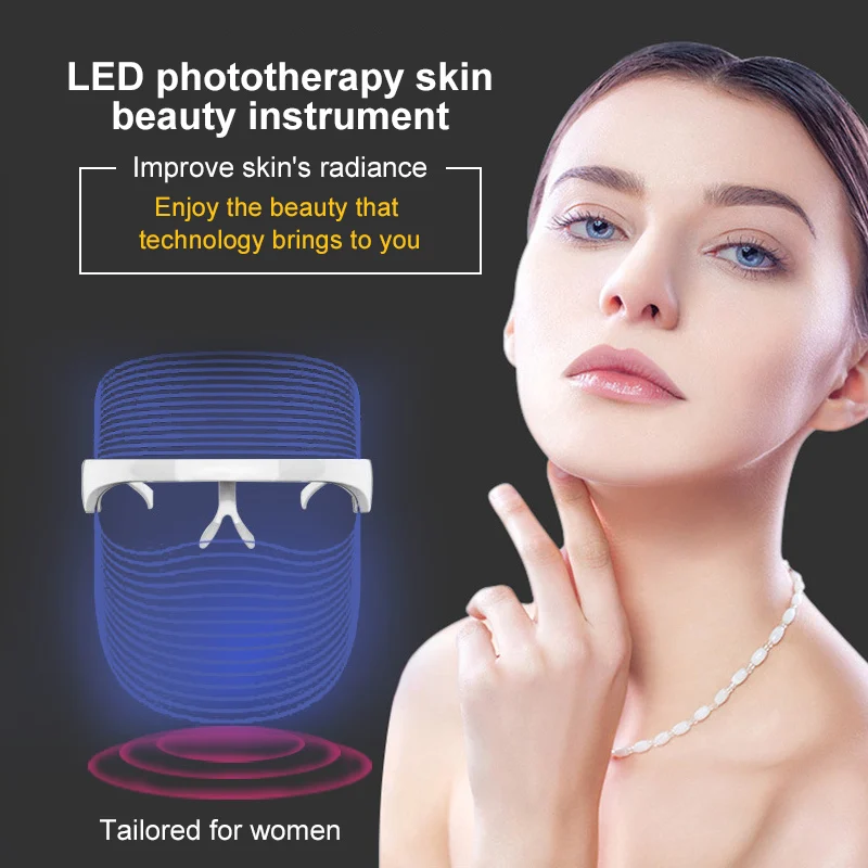 
LED Light Beauty Face Mask Instrument 3 Colors Facial SPA Photon Therapy Treatment for Anti Wrinkle Acne Skin Rejuvenation 