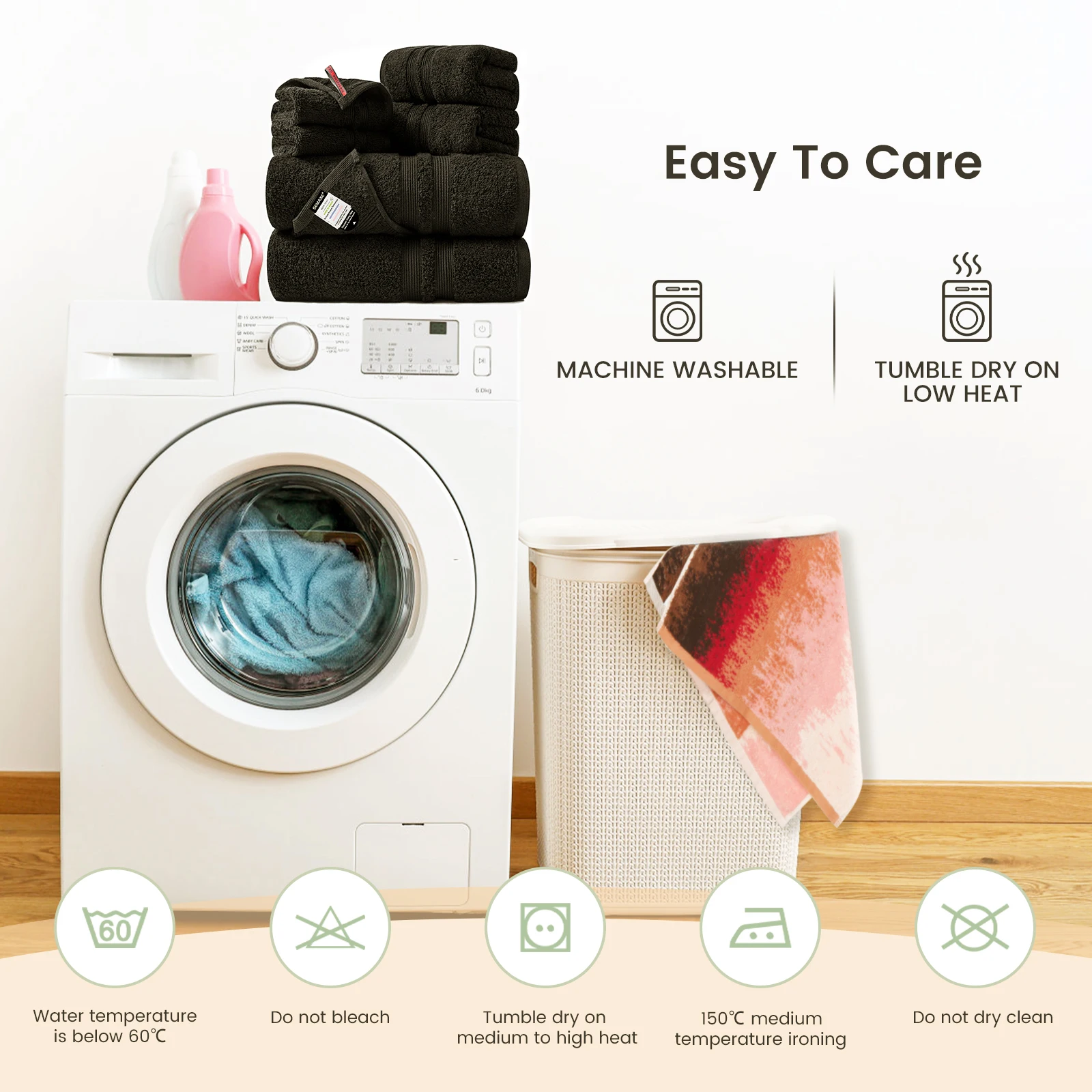 Towel Manufacturer Large 100% Cotton Hand Towels OEKO Tex Hanging Loop Towels Sets for the Bath with Nano-Bio Lifecycle Label