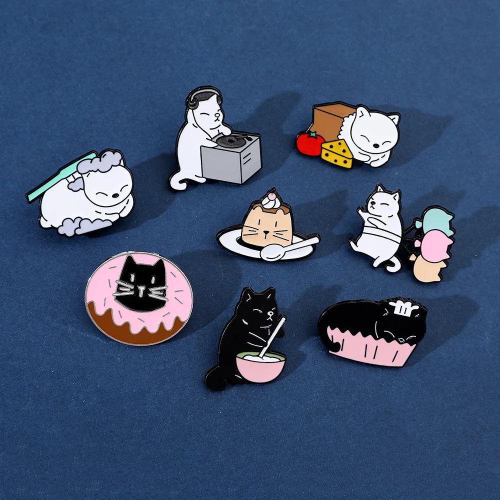 Metal Pins Manufacturer Wholesale Cute cat animal Lapel Pin Badge Brooch Hard Soft Enamel Pins For Hat Clothe Fashion Decorative