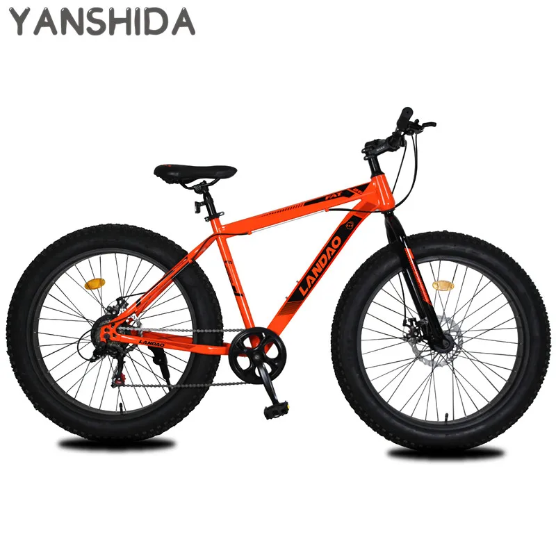 Top quality 4.0 fat tire bikes 26 inch steel full suspension fork disc brake snow mountain bike 26*4.0 snow bike fat bicycle