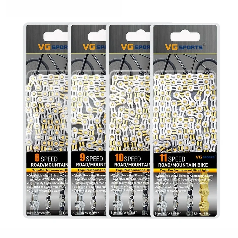 Велосипедные цепи, многоскоростная велосипедная цепочка, оригинал, для 8, 9, 10, 11 скоростей, серебристые, золотистые, горный велосипед