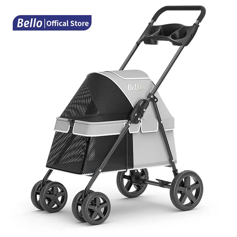 Wholesale pet travel outdoor walking ventilate stroller dog with 4 Wheels trolley