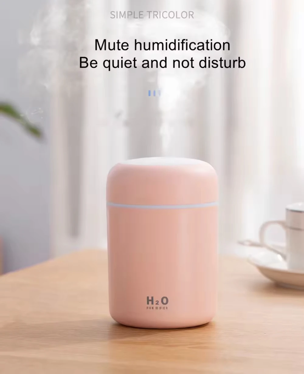 H2o Humidifier For Home Bedroom LED Light Mini 300ml H2O Spray Mist Humidificador Essential Oil Diffuser Car USB Air Humidifier