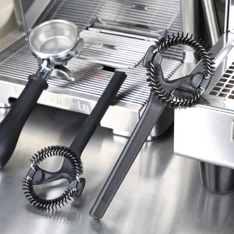 Factory Outlet Nylon Bristle Long Handle Espresso Machine Cleaning Brush for 360 Degree Cleaning Espresso Sets and Portafilters