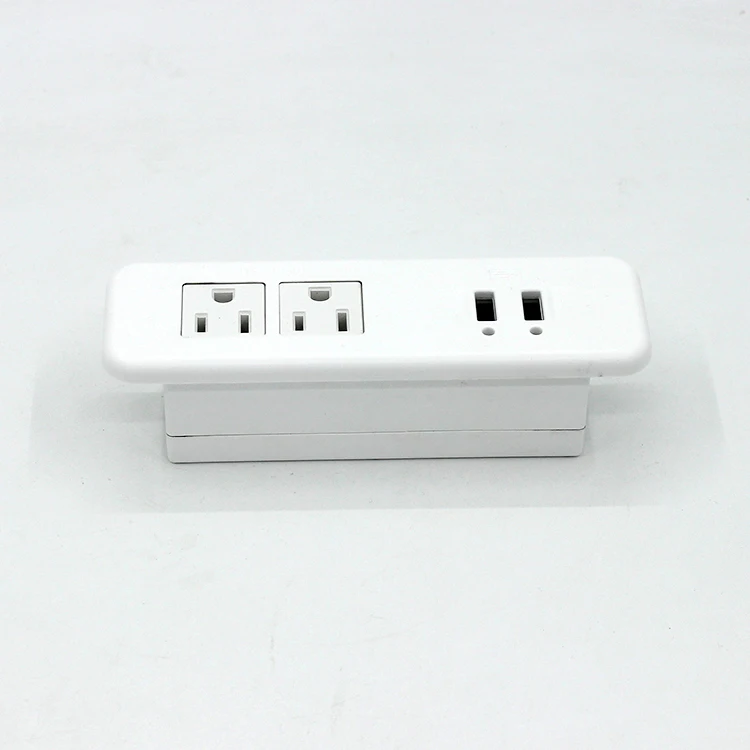 BY213 US Power Strip socket outlets With 2USB charging port with plastic plate cover 125V 15A white color