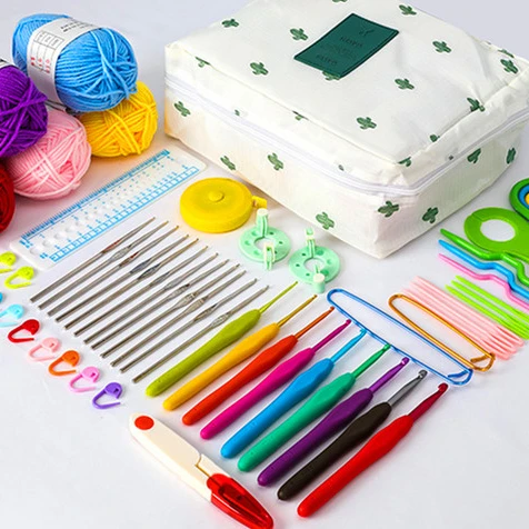 Diy Crafts Accessories Kit Crochet with Crochet Hooks Yarn Set Includes Yarn Balls, Needles, Accessories