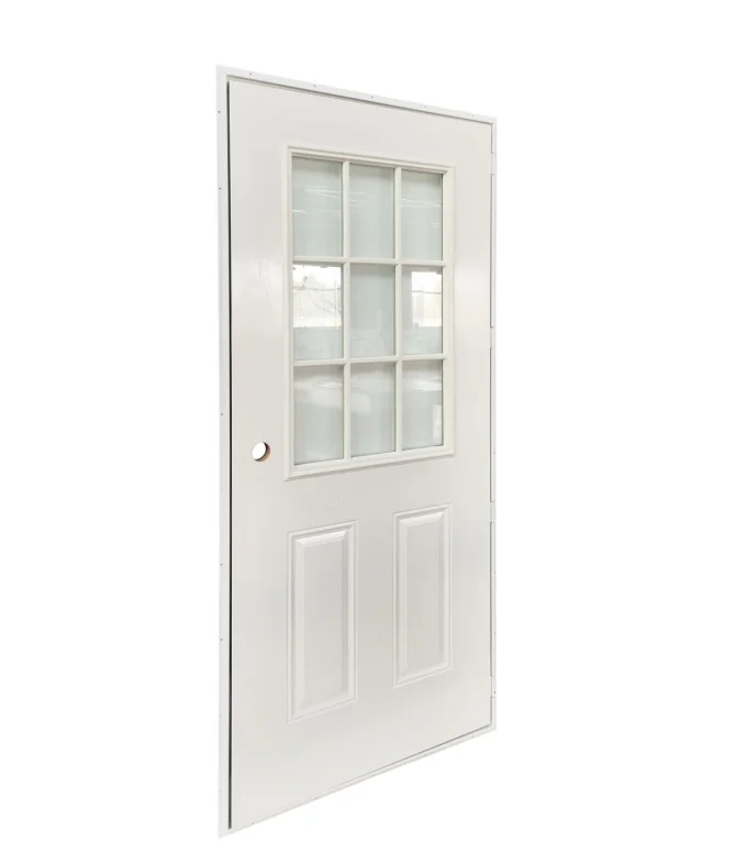 36 in. x 80 in. Premium 9-Lite Right-Hand Inswing Primed Steel Prehung Front Exterior Door