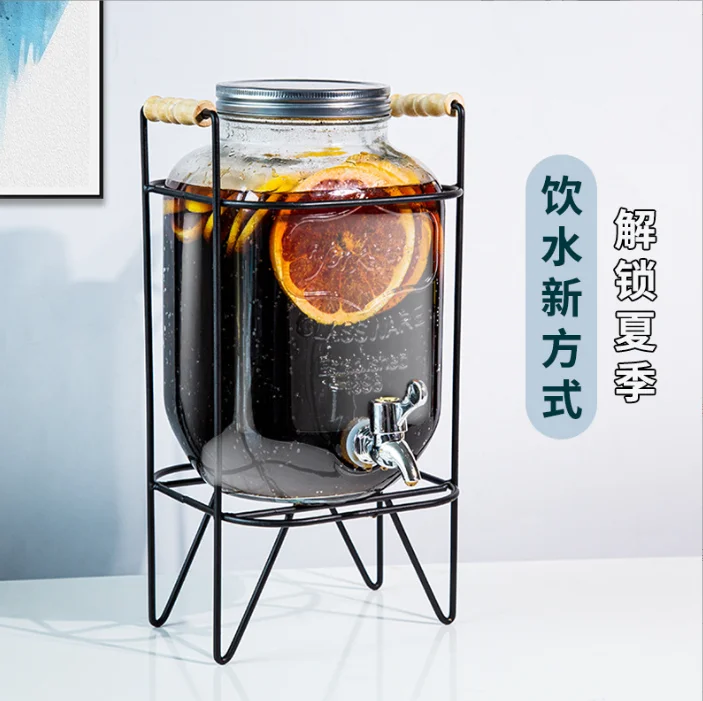 5L 8L диспенсер Mason Jar с краном для жидкого холодного чая сока воды металлической подставкой стеклянный напитков