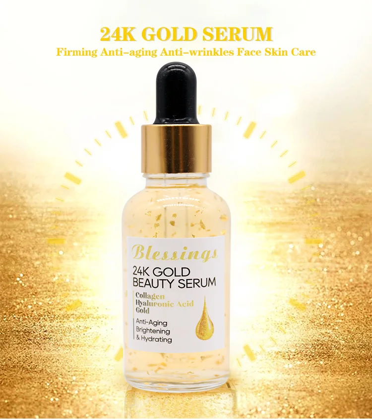 Private Label Skin Care Anti Aging Serum Whitening 30 Vitamin C 24K Gold Serum