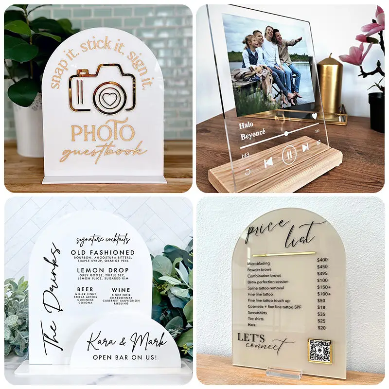 Custom Table Top Business Acrylic Engraved Sign Acrylic Sign Bar Acrylic Menu Welcome Name Sign