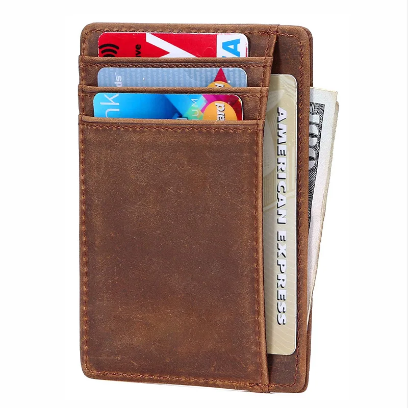 Front Pocket Minimalist Leather Ultra Slim Wallet RFID Blocking Men Wallet With Credit Card Pocket Male Wallet Card Holder