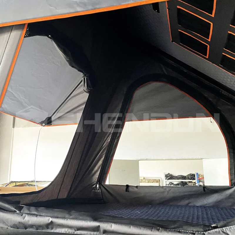 Triangle Aluminum 2~3 Person foldable Roof Top Tent Car Rooftop Tent Triangle Hard Shell Top Camping OEM Canvas Roof Tent