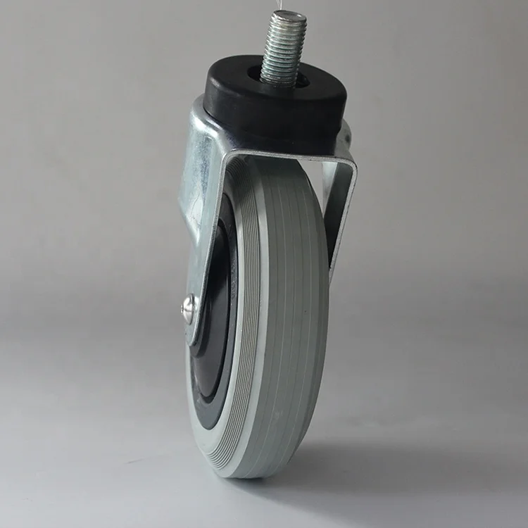 180mm Airport Trolley Handle Luggage Caster Gray Nature Rubber Wheels