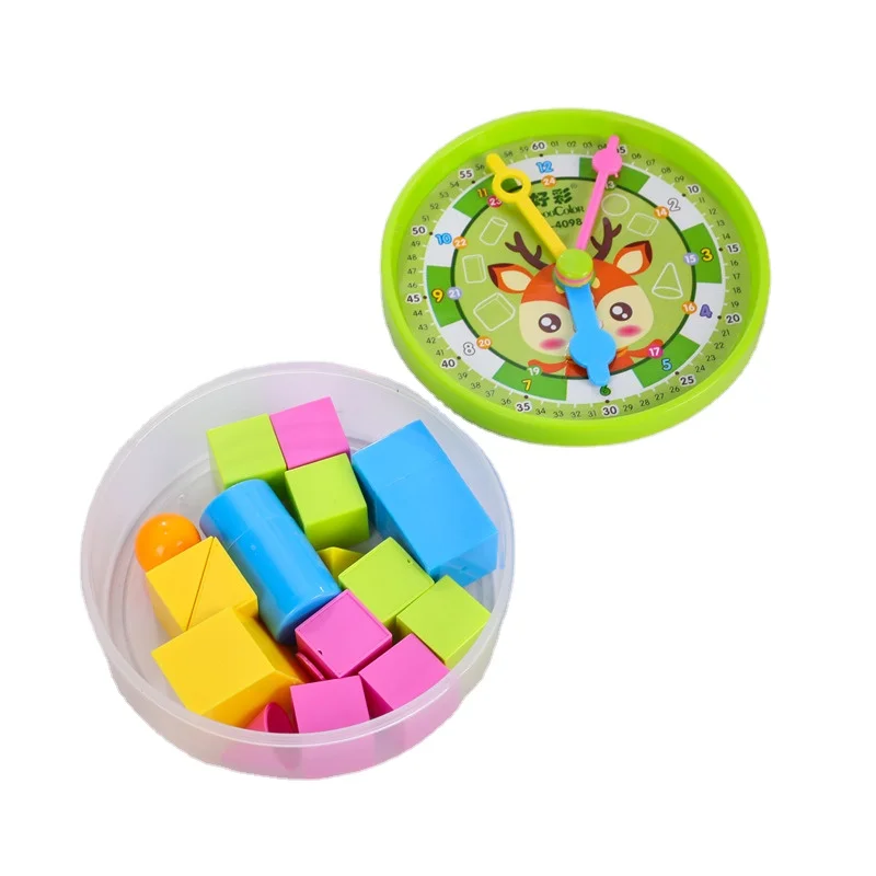 
Colorful Learning Educational Products Plastic Geometric Shape Analog Clock Stereo Set Math Toys 