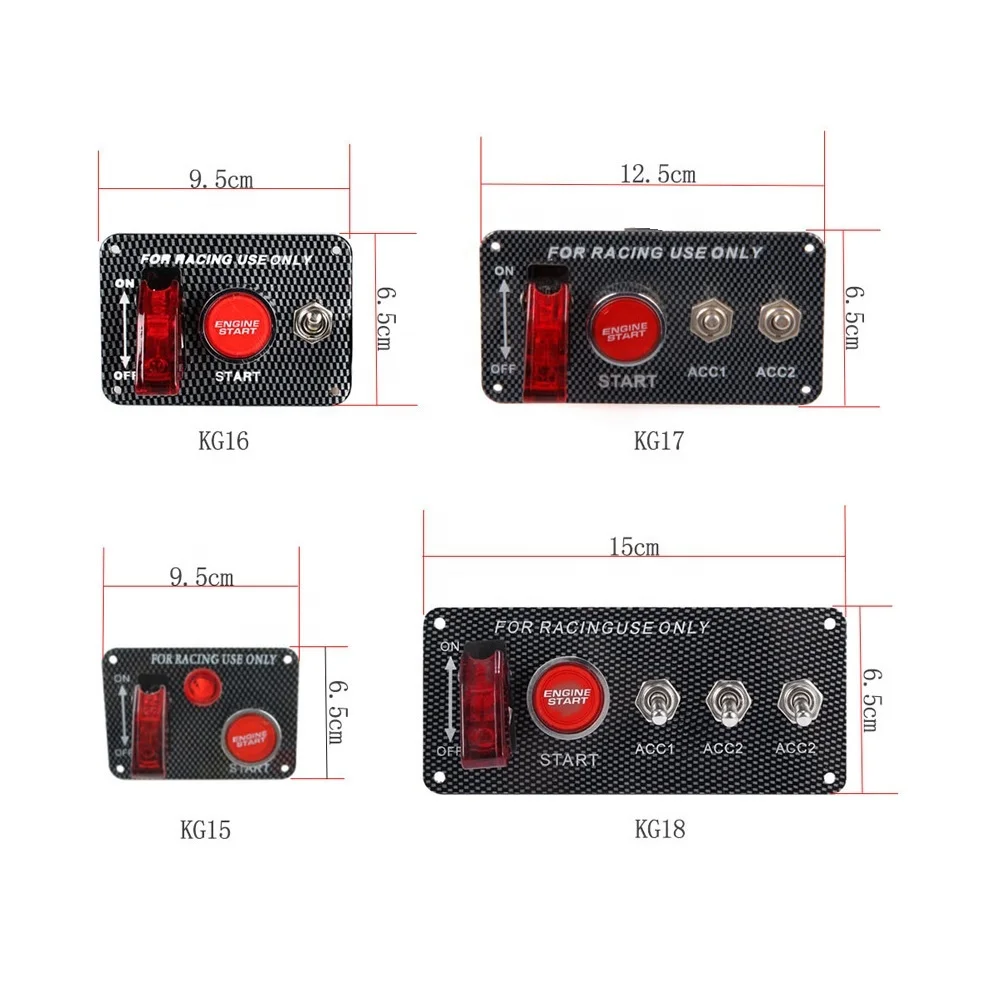 12V Universal Car Engine Start Carbon Fiber LED Push Button Toggle Ignition Panel Switch for Racing