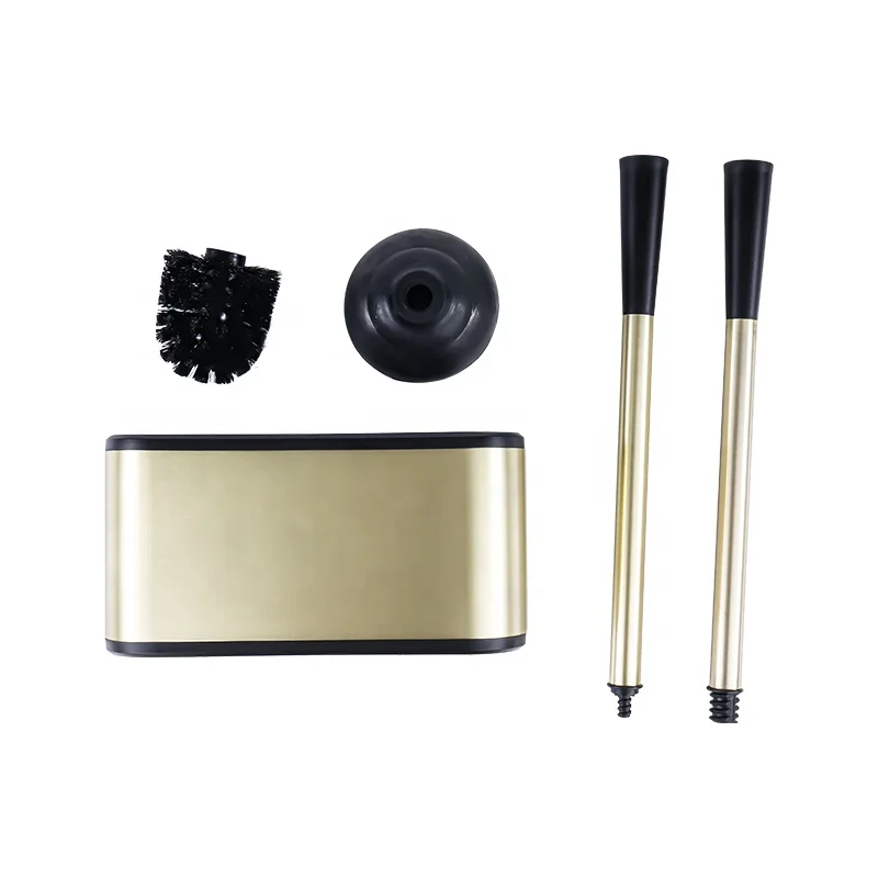 Stainless Steel Silicone Toilet Brush and Holder Toilet Plunger 2 In 1 Detachable Gold Cleaning Toilet Brush For Bathroom