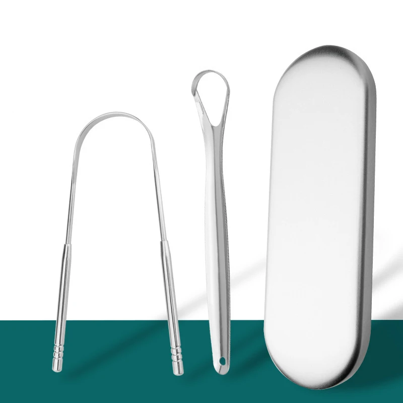 Stainless Steel Silver Reusable Free Sample Tongue Cleaners Copper Tongue Scraper Cleaner
