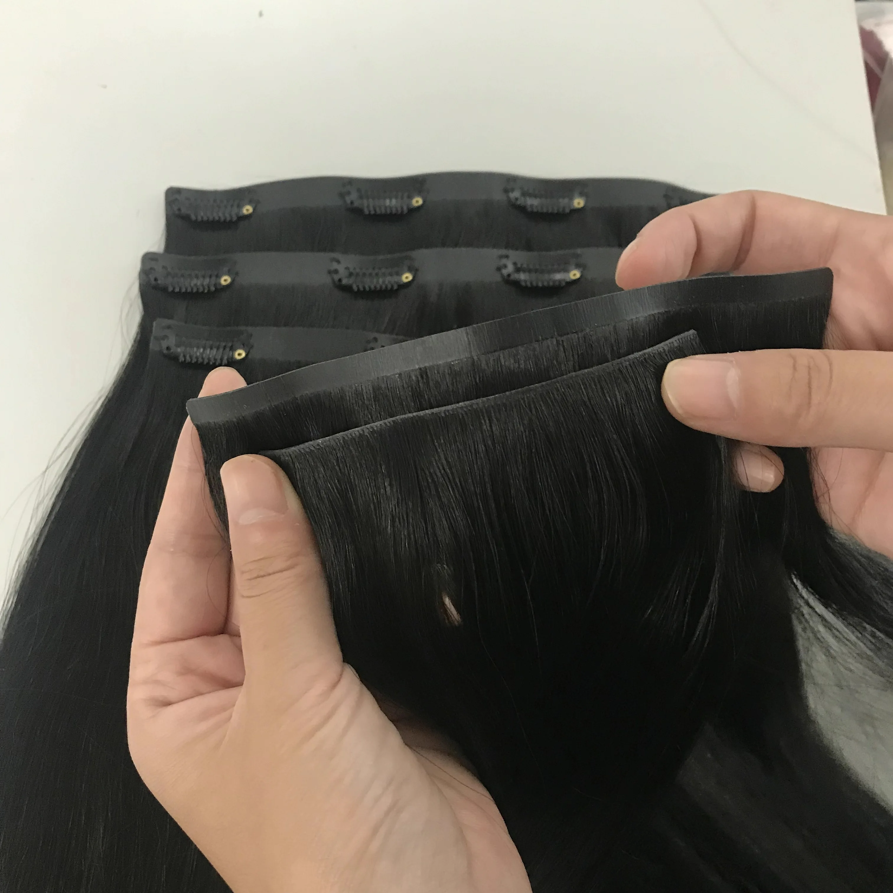 2024 New Design Invisible Clip In Hair Extension Heavy Gram 200g Available More Invisible and Can Wear On The Hairline Part