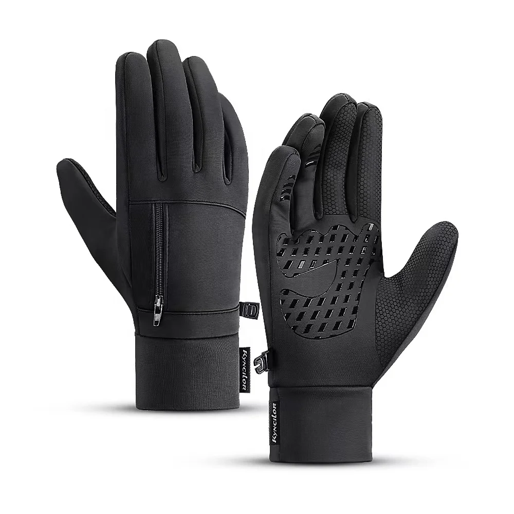 Outdoor winter cycling gloves for men and women Bike windproof zippered gloves