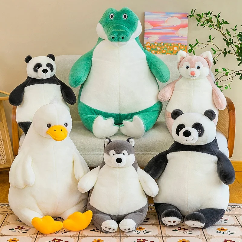 55cm New Super Soft Cute Cartoon Animal Panda Husky Dog Crocodile Duck Tiger Stuffed Plush Toy Pillow almohada de felpa