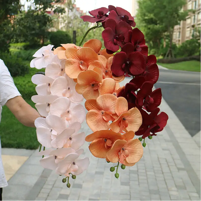 High quality 10 heads 105cm length 8 colors flowers artificial home orchid pot decoration wholesale