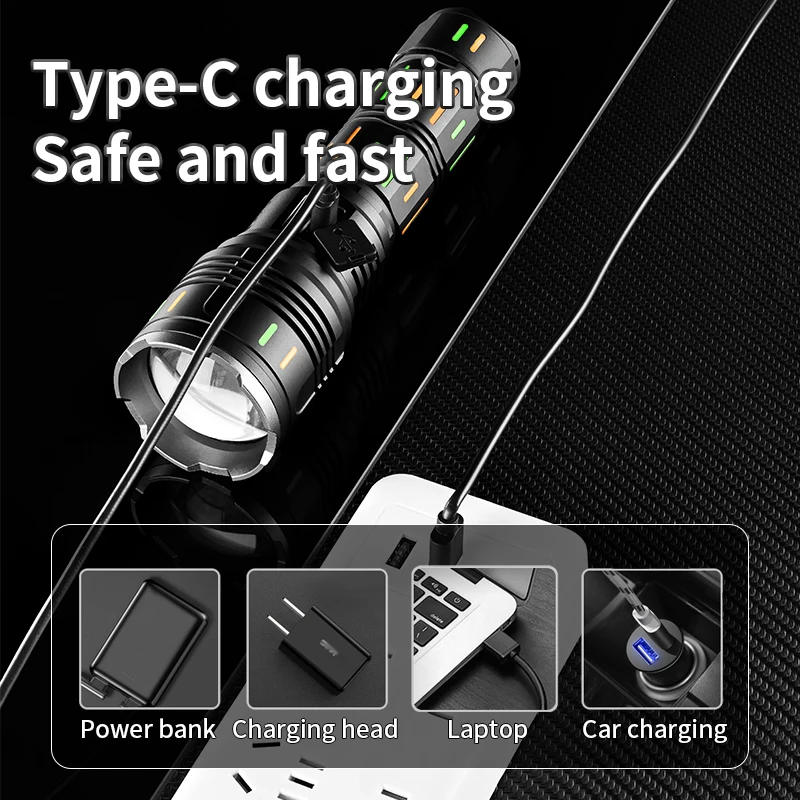 30 Вт белый лазер дальнего действия люминофорная лента Power bank зум водонепроницаемый перезаряжаемый usb светодиодный тактический фонарик
