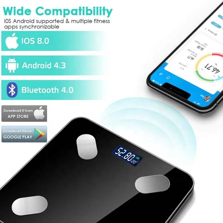 Slim Design Clear Display Digital Scale 180kg Bathroom Weight Scales Smart Scale for Body Weight Electronic Balance