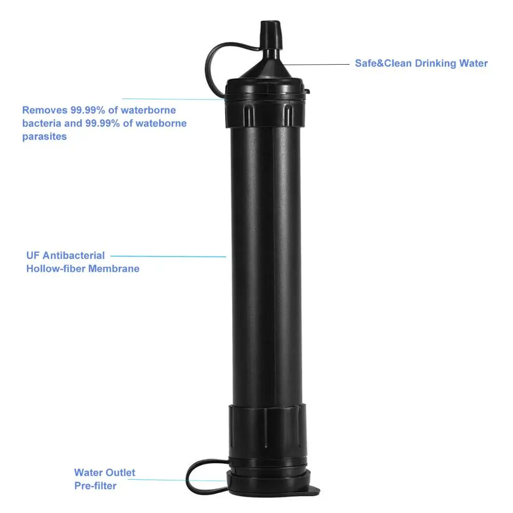 Personal Water Filter Straw 0.01 Microns Filtration for Outdoor Group Camping Hiking and Emergency Survival Kit