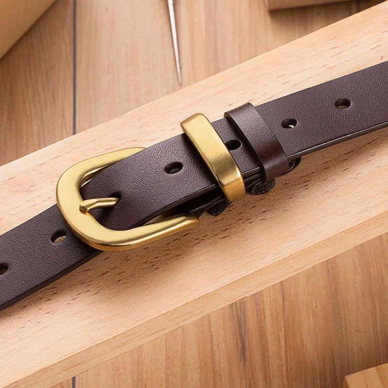 Wholesale Cowhide Leather Belt for Women Simple Copper Needle Buckle All-Match Decoration Custom Length New First Layer