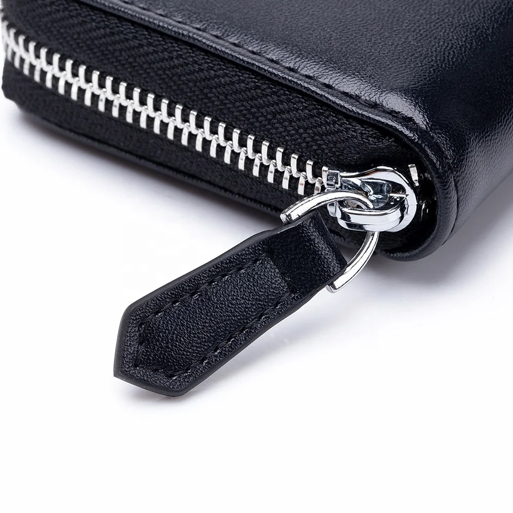Designer Original Genuine Leather Front Pocket RFID Anti-theft Zipper Coin Holder Purse for Ladies
