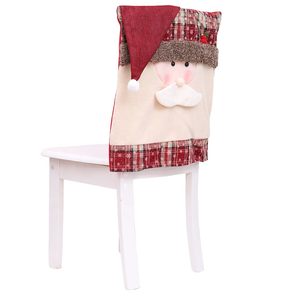 BSCI SJ0522 personalised home decoration soft fleece santa pattern claus snowman chair cover