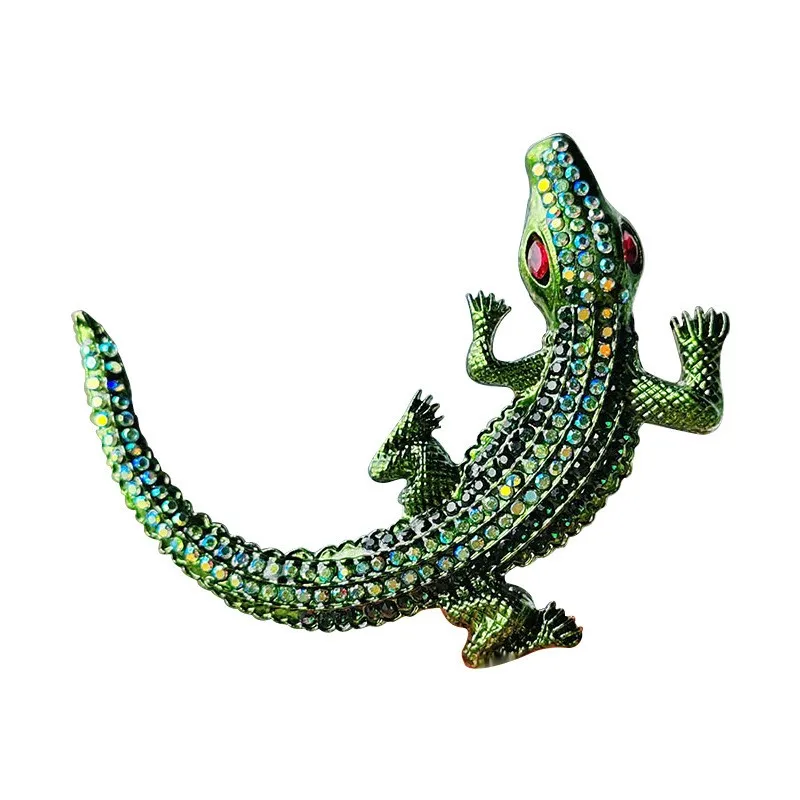 Crocodile Brooch with Diamonds DIY Metal Crocodile Lapel Pin Personalized Suit Accessories