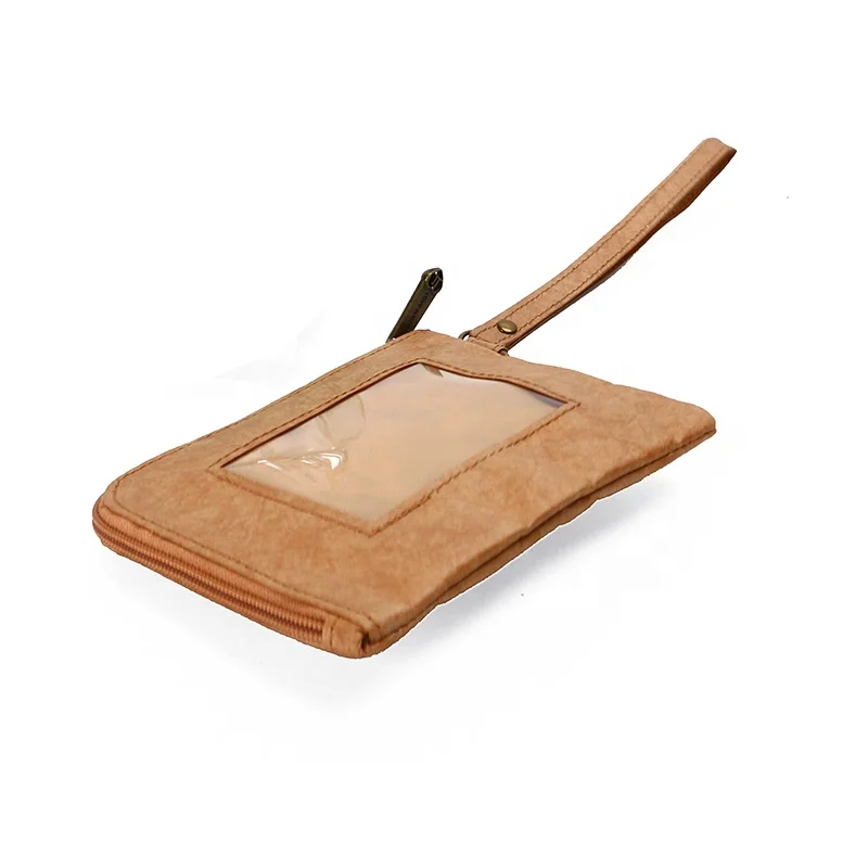 Manufacturer customized   brown color   purse Tyvek  paper  waterproof purse durable bank card bag    lightweight wallet