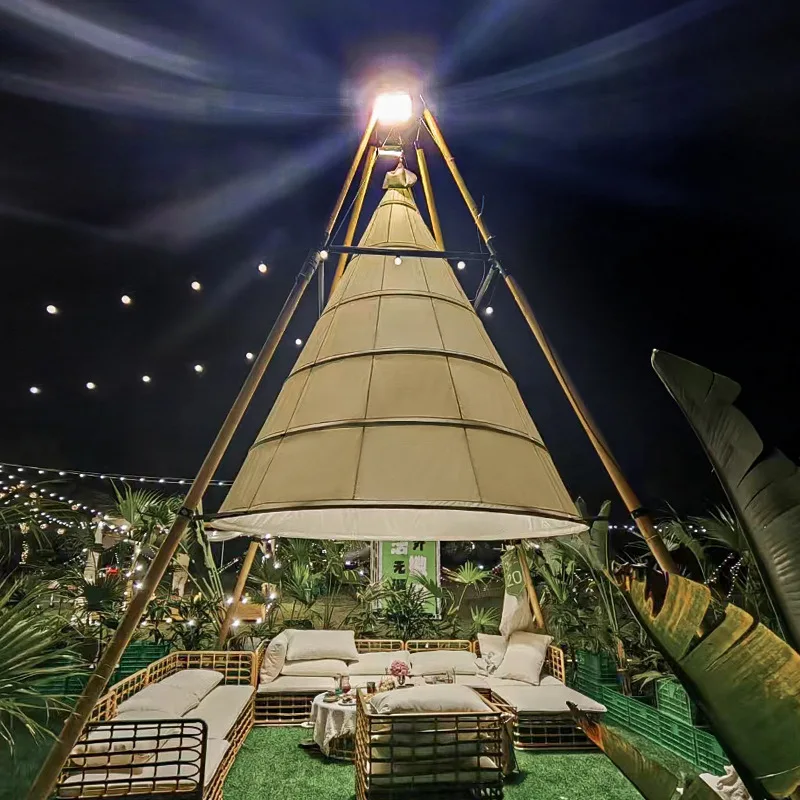 2023 new events wedding party decor tepee waterproof bamboo lantern tente tipi pyramid indian boho teepee tent for adults outdo
