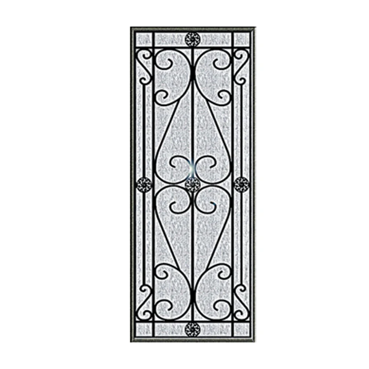 
New Design Black Images Double Tempered Palette Art Wrought Iron Door Glass 