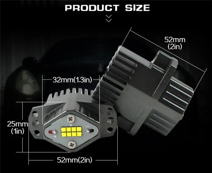 2inch High Low Beam Marker LED bulb 12V 80W DRL Halo Angle Eyes Led Headlight for BMW Led Lamp Work Light