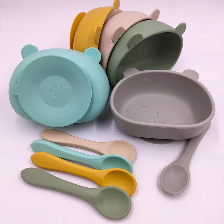 2022 новый дизайн, детская силиконовая чаша на присоске, без БФА, детская тренировочная чаша для ложек