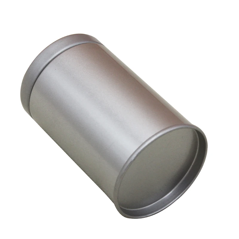 Custom airtight metal round silver blank tin box tea tin green tea packaging with plug in double lid