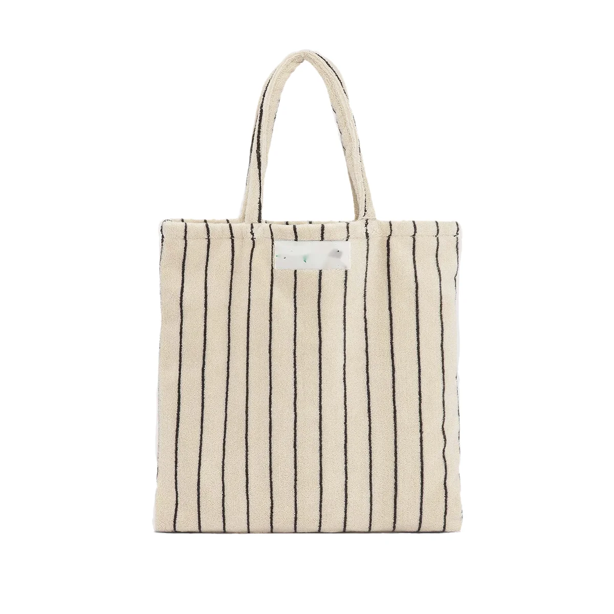 Custom Size Logo Color Colorful Striped Soft Towelling Terry Fabric Tote Shoulder Bag Totebag