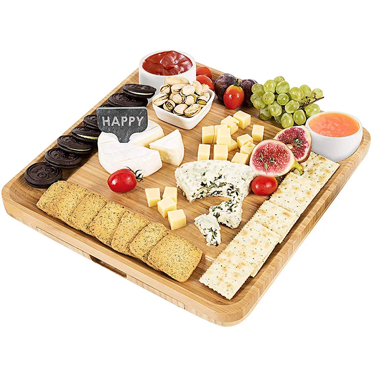 Ecc- Friendly Removable Wooden Cheese Board Bamboo Cheese Board