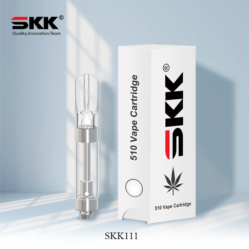 SKK111 clear flat/round tip vaporizer cartridge for CBD 510 thread